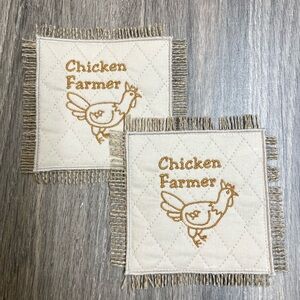 Chicken Farmer Beige Coffee Drink Coasters